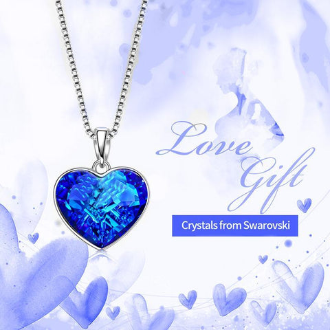 Classic Bermuda blue Heart Necklace ITALY Design  - ALILY