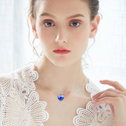 Classic Bermuda blue Heart Necklace ITALY Design  - ALILY