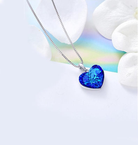Classic Bermuda blue Heart Necklace ITALY Design  - ALILY