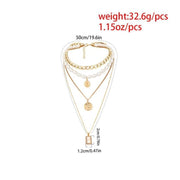 4 Piece Necklace Set: Choker, Pearl, Coin, Pendant ITALY Design  - ALILY