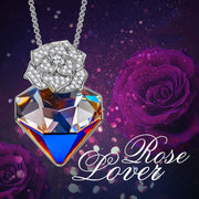 Dark Crystal Diamond Shaped White Pav'e Bud Pendant Necklace