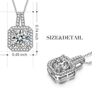White Crystal Asscher Cut Pave Pendant Necklace