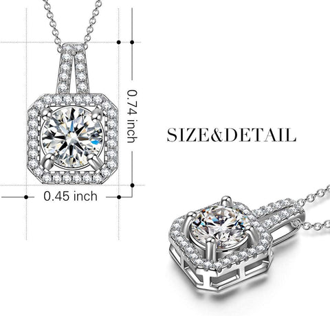 White Crystal Asscher Cut Pave Pendant Necklace