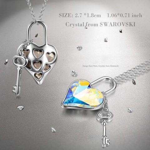 Aurora Borealis Key to my Heart Pendant Necklace ITALY Design  - ALILY
