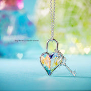 Aurora Borealis Key to my Heart Pendant Necklace ITALY Design  - ALILY