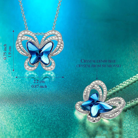 Blue Topaz Butterfly Necklace ITALY Design  - ALILY