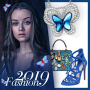 Bermuda Blue Flying Butterfly Pav'e Necklace