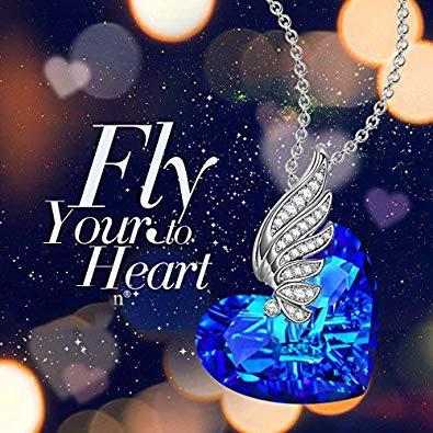 Blue Topaz Wings of my Angel Necklace ITALY Design  - ALILY