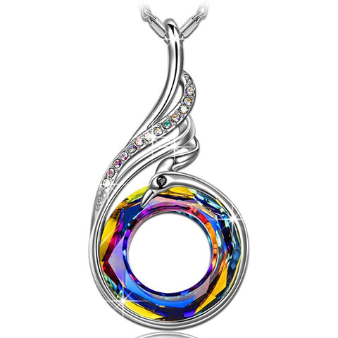 Dark Aurora Borealis Curved Rhombus Drop Necklace
