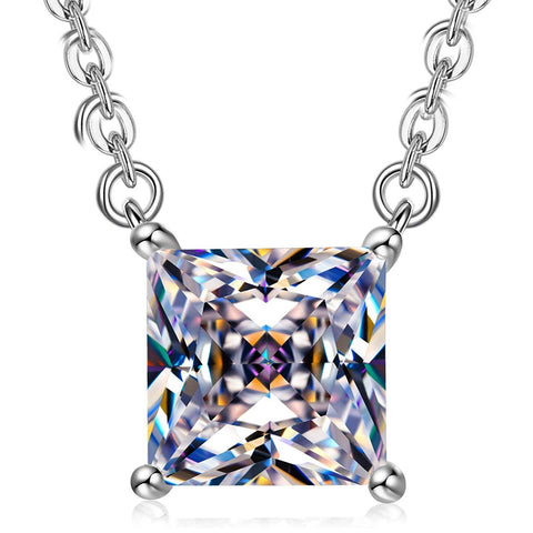 Classic Sqaure Cut Diamond Created Necklace ITALY Design  - ALILY