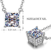 Classic Sqaure Cut Diamond Created Necklace ITALY Design  - ALILY