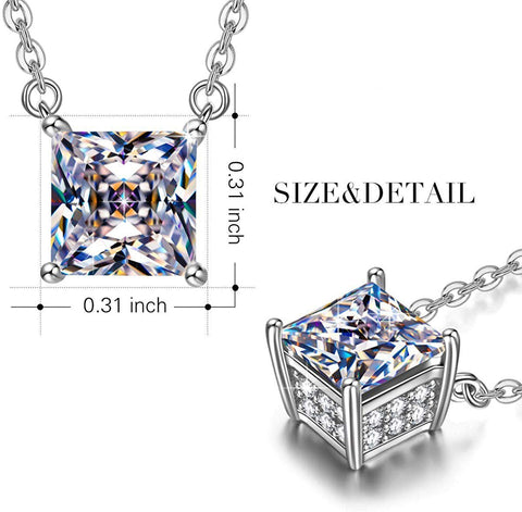 Classic Sqaure Cut Diamond Created Necklace ITALY Design  - ALILY