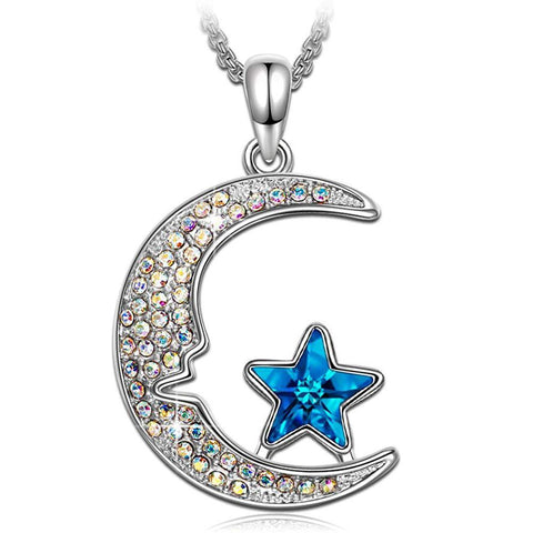 Aurora Borilles Cresent Moon and Star Necklace ITALY Design  - ALILY