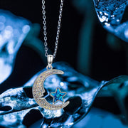 Aurora Borilles Cresent Moon and Star Necklace ITALY Design  - ALILY