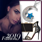 Aurora Borilles Cresent Moon and Star Necklace ITALY Design  - ALILY