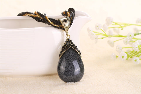Oval Cut Quartz Thai Design Pav’e Pendant Necklace - 6 Options