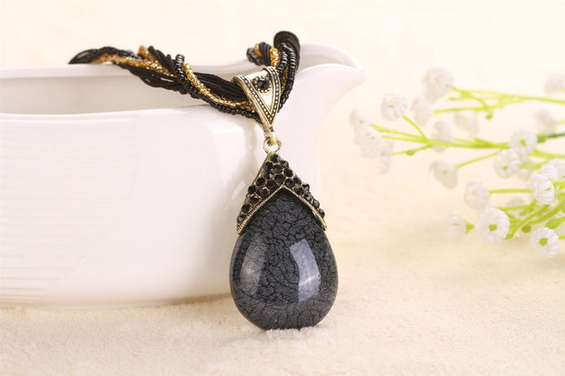 Oval Cut Quartz Thai Design Pav’e Pendant Necklace - 6 Options