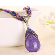 Oval Cut Quartz Thai Design Pav’e Pendant Necklace - 6 Options