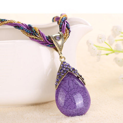 Oval Cut Quartz Thai Design Pav’e Pendant Necklace - 6 Options