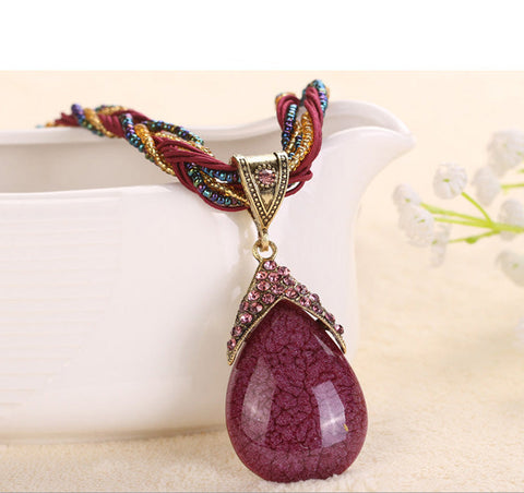 Oval Cut Quartz Thai Design Pav’e Pendant Necklace - 6 Options