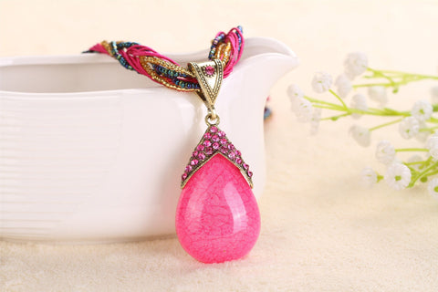 Oval Cut Quartz Thai Design Pav’e Pendant Necklace - 6 Options