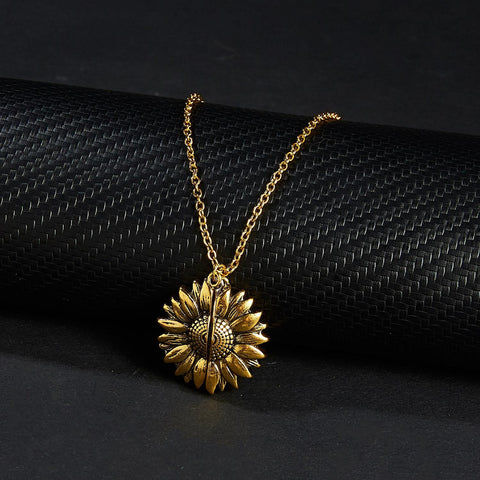 Spring is Here Inspired Open Sunflower Pendant Necklace in 14K Gold Plating