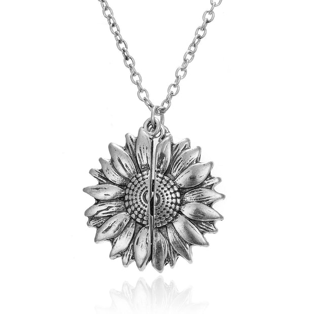 You Are My Sunshine Open Sunflower Necklace in 14K Gold Plating