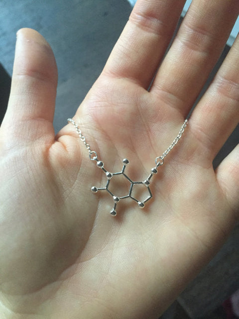 Organic Chemist Hollow Pendant Necklace in Silver Plating