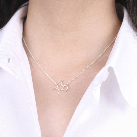 Organic Chemist Hollow Pendant Necklace in Silver Plating