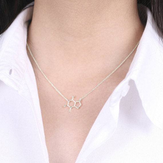 Organic Chemist Hollow Pendant Necklace in Silver Plating