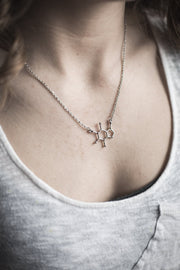 Organic Chemist Hollow Pendant Necklace in Silver Plating