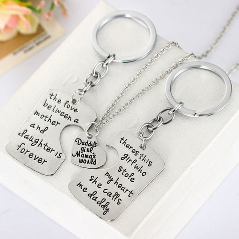 3-Piece Puzzle Family Love Necklace in 14K White Gold Plating