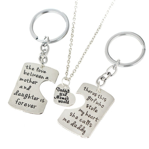3-Piece Puzzle Family Love Necklace in 14K White Gold Plating