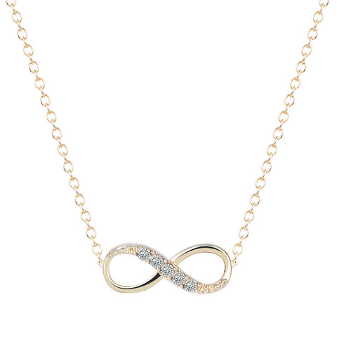 Italian  Pav’e Infinity Necklace in 14K Gold Plating