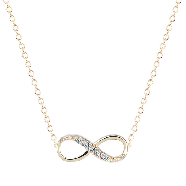 Italian  Pav’e Infinity Necklace in 14K Gold Plating