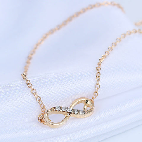 Italian  Pav’e Infinity Necklace in 14K Gold Plating