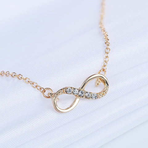 Italian  Pav’e Infinity Necklace in 14K Gold Plating