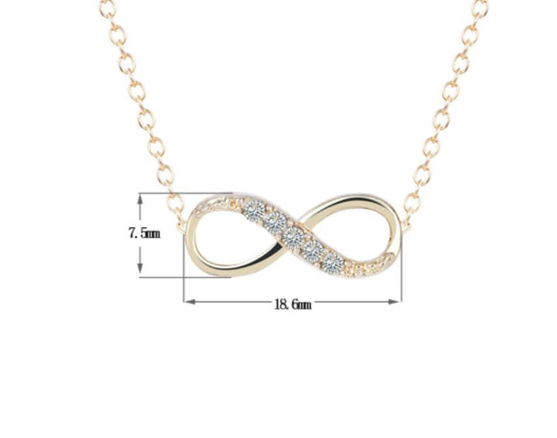 Italian  Pav’e Infinity Necklace in 14K Gold Plating