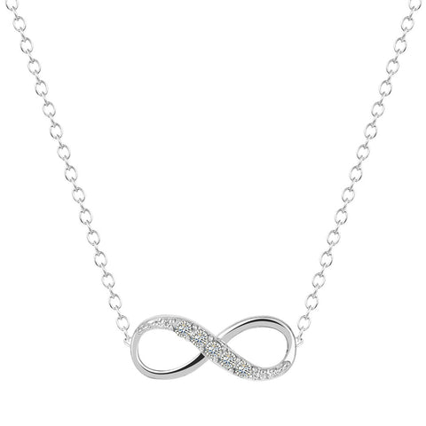 Italian  Pav’e Infinity Necklace in 14K Gold Plating