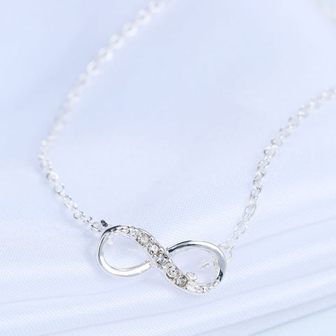 Italian  Pav’e Infinity Necklace in 14K Gold Plating