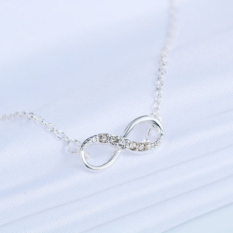 Italian  Pav’e Infinity Necklace in 14K Gold Plating