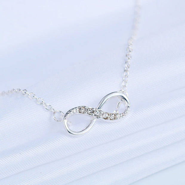 Italian  Pav’e Infinity Necklace in 14K Gold Plating