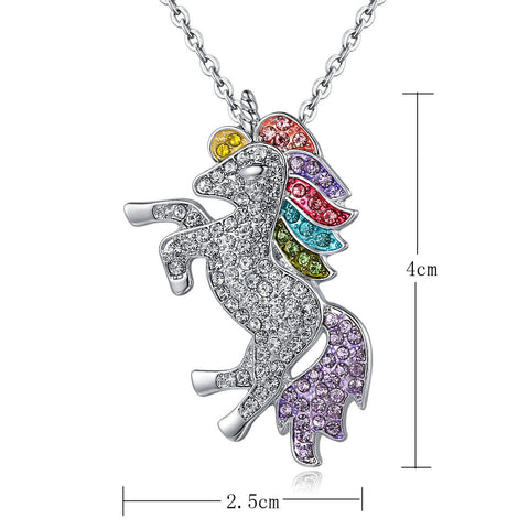 Crystal Rainbow Unicorn Necklace in 14K Gold - 2 Options