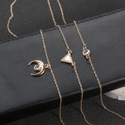 Opal Thai Inspired Crescent 3 Piece Statement Necklace in 14K Gold Plating