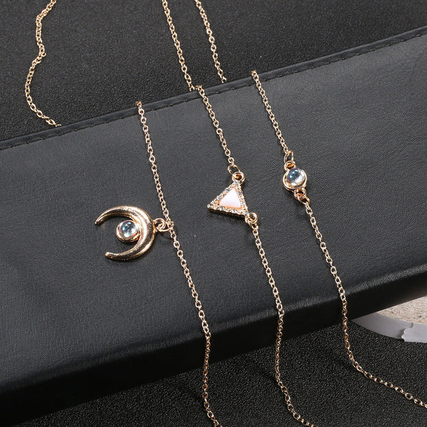 Opal Thai Inspired Crescent 3 Piece  Necklace
