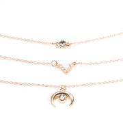 Opal Thai Inspired Crescent 3 Piece Statement Necklace in 14K Gold Plating