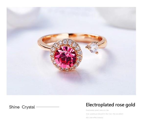 Twisted Pink Austrian Elements Circular Halo Adjustable Ring ITALY Design  - ALILY