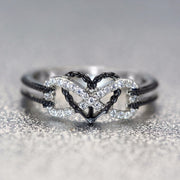 Black & White Italian Crystal Pav'e Rope Forever Love Ring
