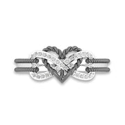 Black & White Italian Crystal Pav'e Rope Forever Love Ring