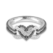 Black & White Italian Crystal Pav'e Rope Forever Love Ring